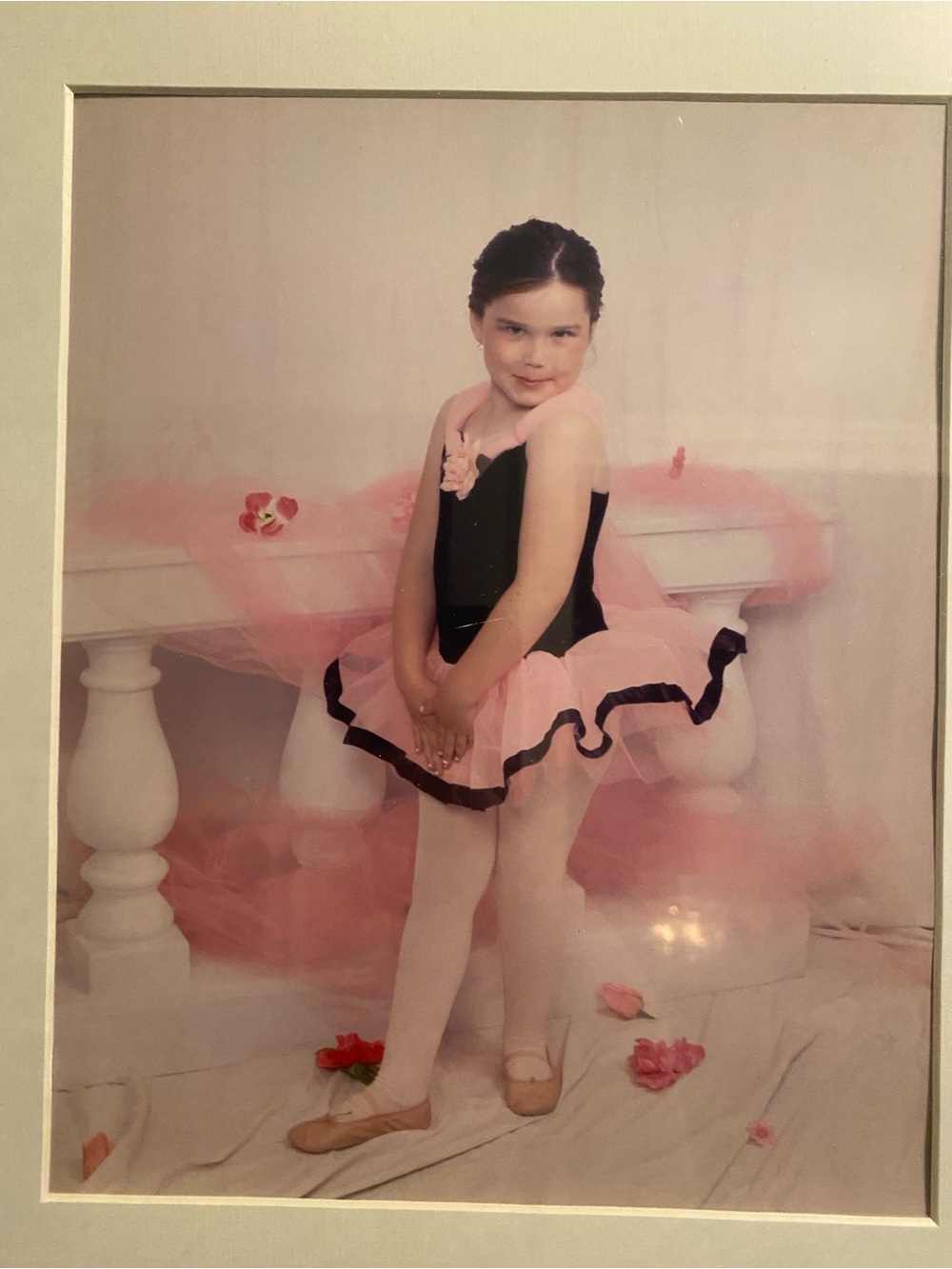 little Ballerinas 🩰 Pink /Black Ballet Tutu Costume -w/ ceramic ballet slippers